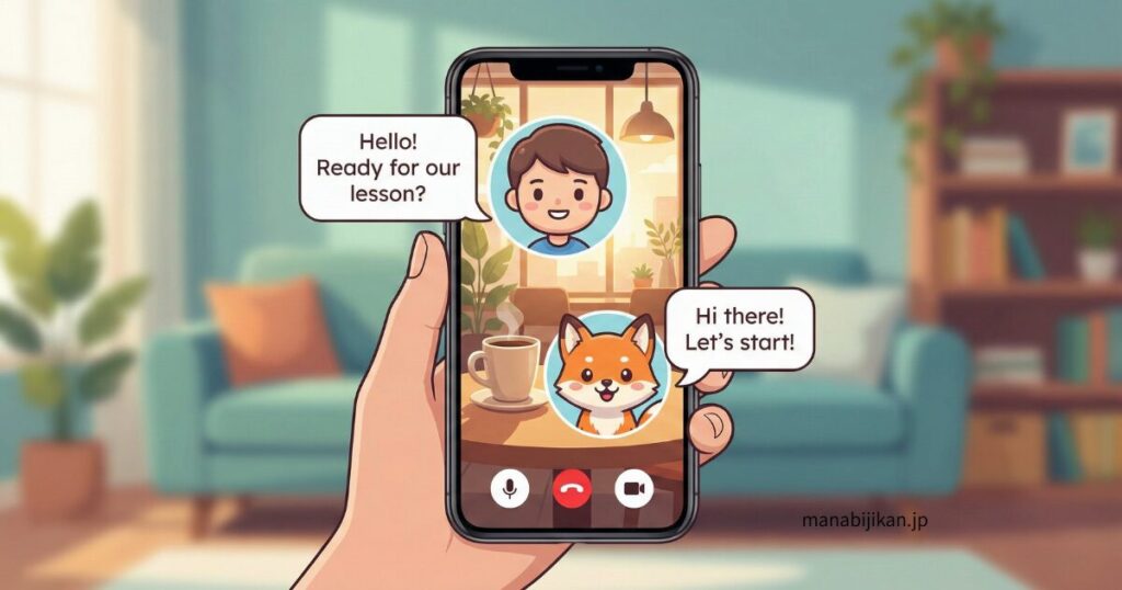 イメージ:スマホがあれば、場所を選ばずにアバターレッスンが可能です