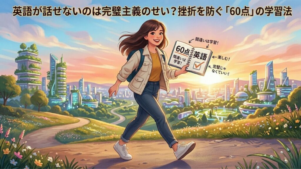 自信に満ちた、晴れやかな笑顔。彼女は丘の上の小道を力強く、前向きに歩いている。